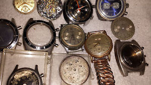 VINTAGE LOT OF WINDUP CHRONOGRAPH AND TRIPLE DATE WATCHES AND PARTS 4U2FIX