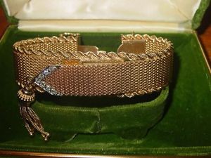 Vintage Ladie's 14K Bracelet Watch with 7-Diamond Edged Tassel