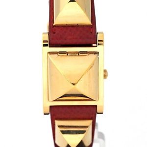 Auth HERMES Medor watch Women's Quartz GP&Leather(◯Z) 186876