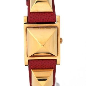 Auth HERMES Medor watch Women's Quartz GP&Leather(◯Y) 192114