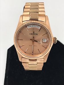 CROTON Men's SOLID 18K ROSE GOLD APX 120 GRAMS With Swiss Mvmt Lmtd Edition