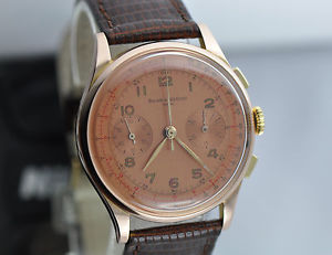 VINTAGE WATCH CHRONO BAUME & MERCIER 37MM 1958 18K ROSE GOLD MANUAL LANDERON 48