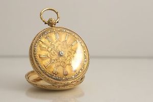 Stunning Antique JW 1800s Ornate Tri Color 18KT Fusee English Pocket Watch
