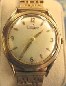 VTG ULYSSE NARDIN CHRONOMETER MANUAL MENS 14K SOLID GOLD CASE 14K Z&F BAND RUNS
