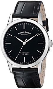 Armand Nicolet L10 Men's 40mm Automatic Black Leather Watch 9670A-NR-P670NR1