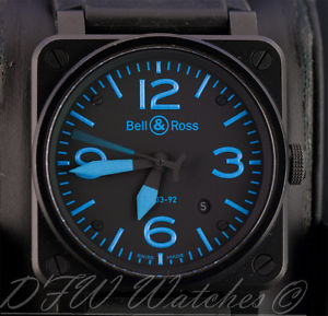 Bell & Ross BR03-92 Blue BR-03 BR0392 42mm Black BR03 Boxes Papers Straps PVD