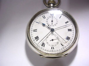 CHRONOGRAPH SPLIT SECOND SILVER CASE RUNNING 55mm. DIAMETER