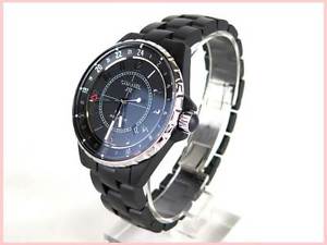 Pre-owned CHANEL SS × Ceramic Watch J12 Matte Black Ceramic GMT Automatic Men's