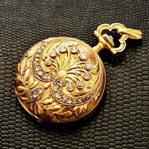 SWISS SIGNED GIRARD PERREGAUX REPOUSSE DIAMONDS & 18K SOLID GOLD POCKET WATCH