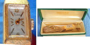 Vint Custom Wrist Watch: WILLIAM RUSER Hollywood CA Designer; 14K Gold Womans