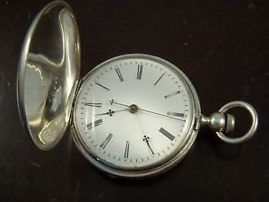Large 50mm M. J. Tobias DUPLEX Crab Claw Silver Pocket Watch Running Serviced
