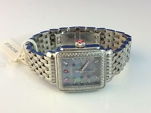 NEW MICHELE DECO SS GREY MOSAIC DIAL DIAMOND BEZEL WATCH  BRACELET MW06T01A1977