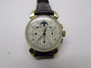 VINTAGE UNIVERSAL GENEVE TRI-COMPAX CHRONOGRAPH MOONPHASE18k GOLD CASE & S STEEL