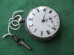ANTIQUE STERLING KEY WIND BRITISH MADE CHAIN DRIVEN POCKET WATCH GOOD CONDITION