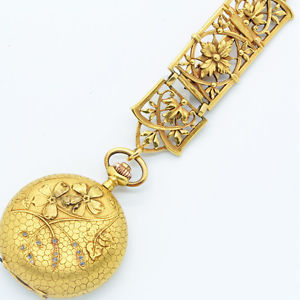 Antique Nouveau Girard Perregaux Fob Pocket Watch Gold Diamond (#4063)