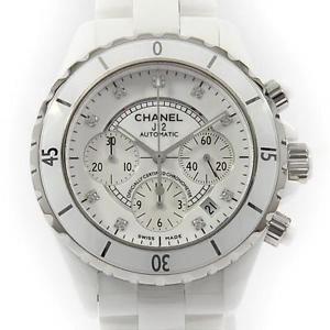 Pre-owned CHANEL H2009 J12 41mm Chronograph Ceramic 9P White Self-Winding Used