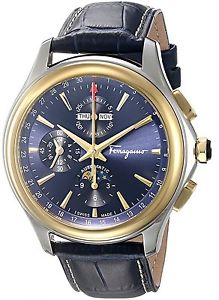 Salvatore Ferragamo Mens Time L.E Automatic Stainless Steel and Leather Casual