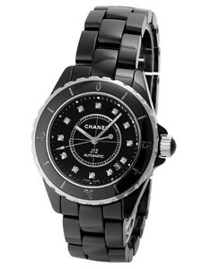 Free Shipping Pre-owned CHANEL J12 H1626 Black Ceramic 38mm Men's 12P Diamond