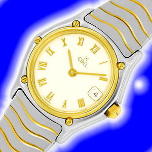 Ebel Classic Stahl-Gold Damen-Armbanduhr mit Wellenband U2516, JUWELENMARKT DE