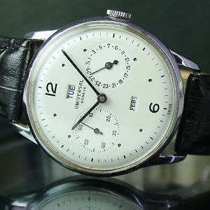 Vintage UNIVERSAL Geneve Winding Triple Calendar Nickel Chromium Steel Men Watch