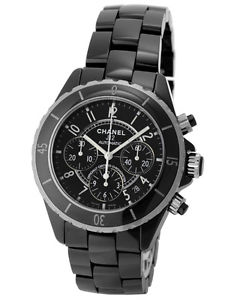 Free Shipping Pre-owned CHANEL Men's J12 Chronograph Ref.H0940 Black Ceramic