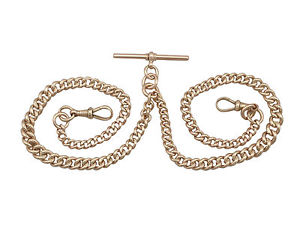 Antique 9 ct Yellow Gold Double Albert Watch Chain, 1920