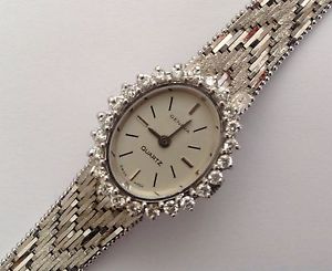 Ladies SOLID GOLD Italian Vintage Diamond Dress Watch MINTY!