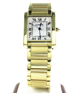 Mens 14k Solid Yellow Gold Geneve Italy Made Bracelet Automatic Watch 89 Grams