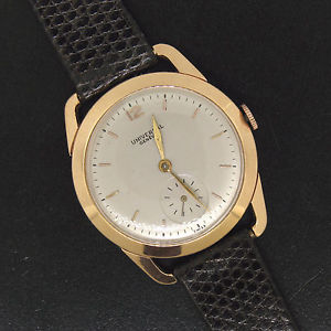 Vintage Men's 18K Rose Gold Universal Geneve Manual Wind Fancy Lug Wrist Watch