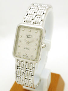 Waltham Square womens watch Quartz 18KWG Silver Dial 12P Diamond 2ot00212