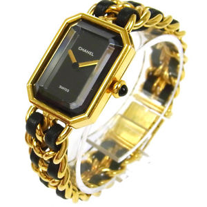 Authentic CHANEL Vintage Premiere Wristwatch Gold Quartz Swiss Made #M TG00157