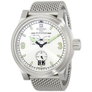Zodiac ZO8565 Mens Silver Dial Analog Quartz Watch with Stainless Steel Strap