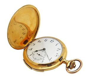 Estate 18K Rose Gold Quarter Repeater Mechanic Pocket Watch Y79
