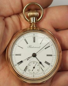 CH Meylan Chronograph 14K Gold WP&H Swiss Antique Pocket Watch 18s Fleetwood