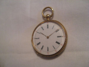 Antique 18K Solid Gold Keywind Open Face Pocket Watch Ornate Key  Estate Sale