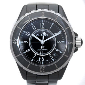Free Shipping Pre-owned Chanel J12 Automatic Men's Watch Black Ceramic Mens