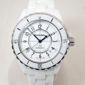 Free Shipping Pre-owned CHANEL J12 White Ceramic 38mm Men's Self-Winding H0970