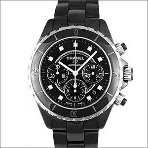 Free Shipping Pre-owned CHANEL J12 Chrono 9P Diamond 41mm Black H2419