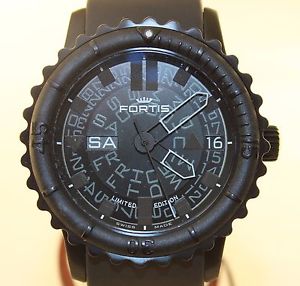 Fortis Mens 675.18.81 K B-47 Big Automatic Black PVD Rotating Bezel Rubber Watch