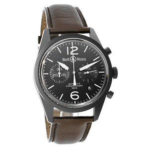 Bell & Ross Vintage Mens Brown Leather Swiss Automatic Watch BRV126-BL-CA/SCA
