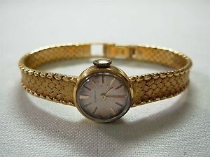 LADIES VINTAGE GUBELIN 18K YELLOW GOLD WOVEN MESH WIND-UP WRIST WATCH ~ LOVELY!