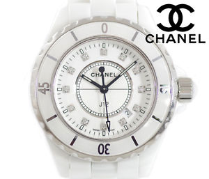 Free Shipping Pre-owned CHANEL J12 33mm H1628 12P Diamond Index Quartz Women