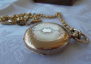 Waltham 18 K Gold Hunting Case Pocket Watch W/Keys Wm Ellery Orig. Box #829297