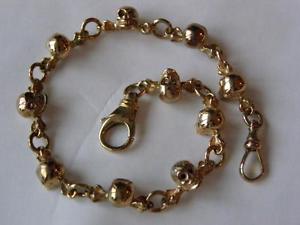 19th C Victorian Memento Mori Skulls doctor's solid 14kt gold pocket watch chain