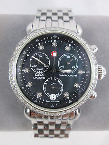 NEW Michele Silver CSX 36 Diamond Black Ladies Watch Refurbished MW03M01A1928