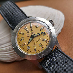 Vintage 1950's First Generation Zodiac Seawolf Diver Watch w/Amazing Dial Patina