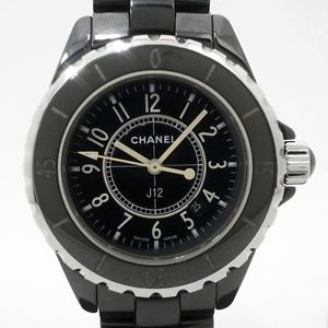 Auth CHANEL J12 33mm Ceramic Women's Quartz H0682 180565