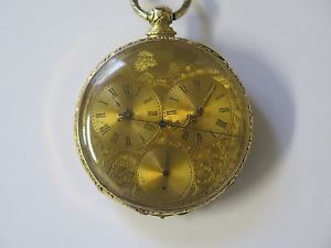 Dual Time 18k Gold Pocket Watch