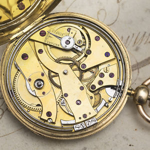 RUBY DUPLEX REPEATER REPEATING 18k Solid GOLD Antique Pocket Watch Bautte Geneve