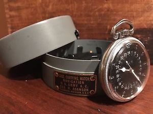 1950 Hamilton GCT 22j WWII 4992B Military Navy Army Pocket Watch Navigation Case